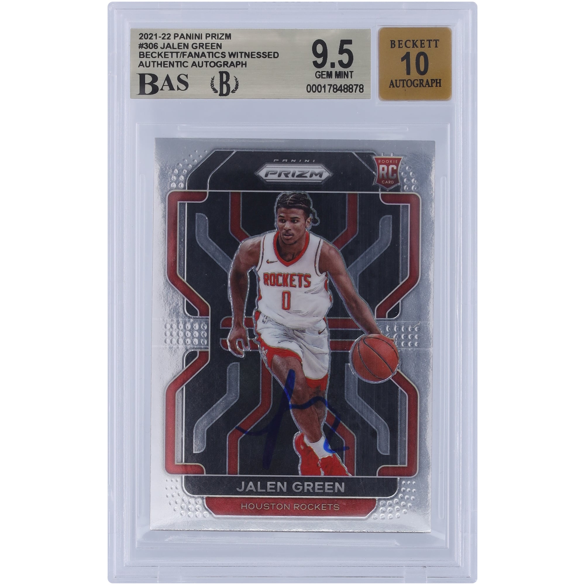 Jalen Green Houston Rockets Autographed 2021-22 Panini Prizm #306 