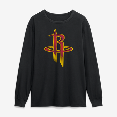 Houston Rockets  Metallic Mascot Long Sleeve T-Shirt - Black