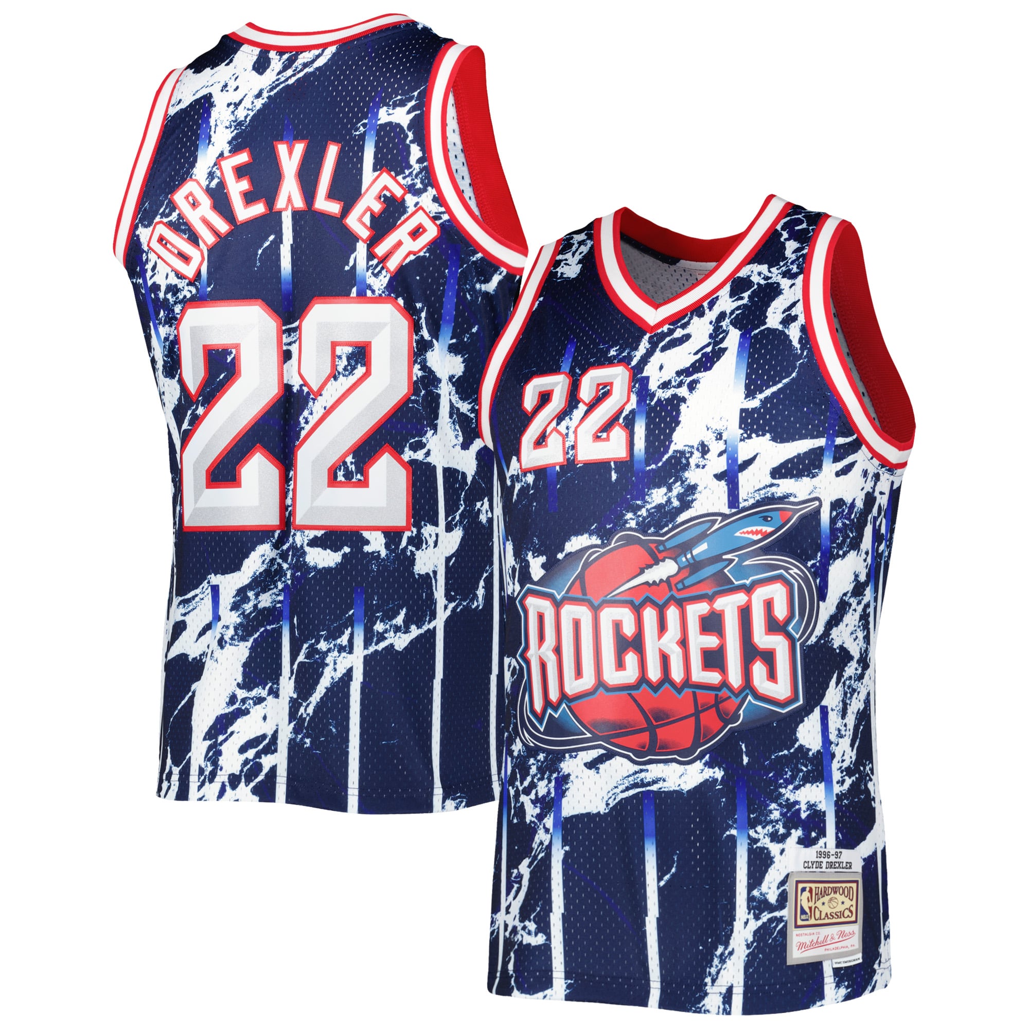 Houston Rockets Jersey Color Code Men's Houston Rockets Clyde Drexler Mitchell & Ness Navy 1996/97 ...