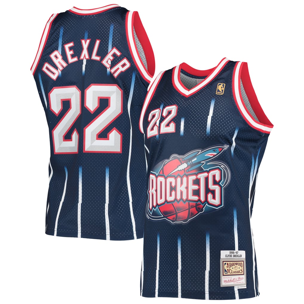 Men's Houston Rockets Clyde Drexler Mitchell & Ness Navy 1996/97 ...