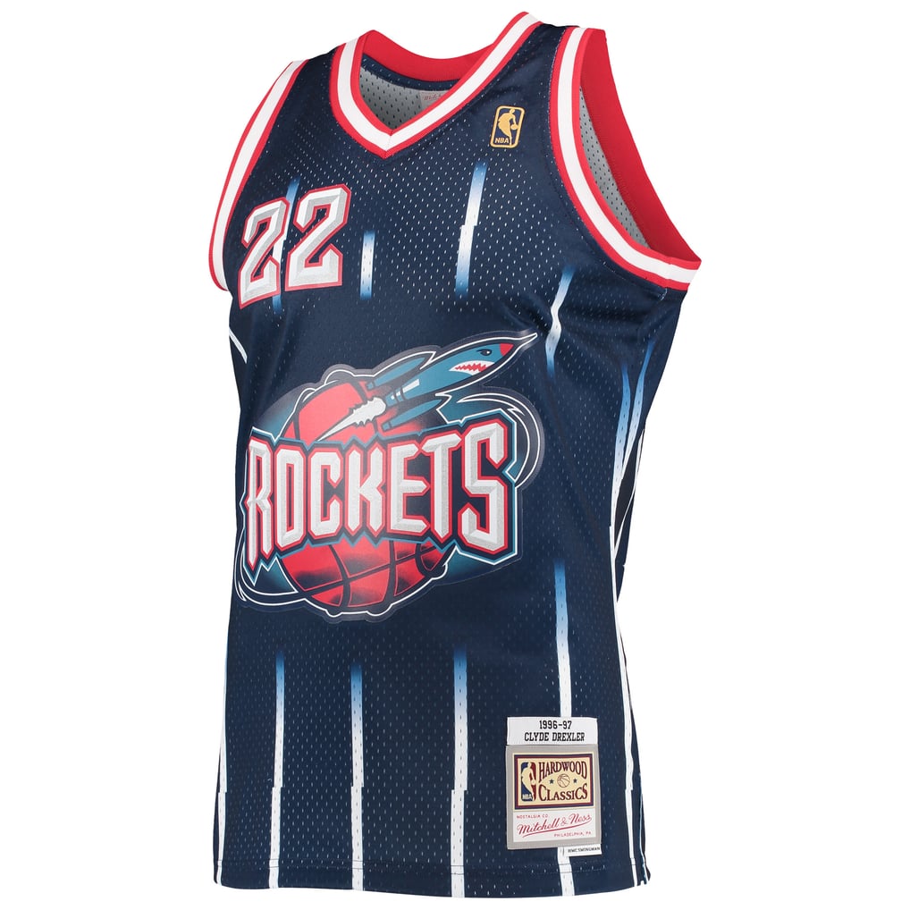 Men's Houston Rockets Clyde Drexler Mitchell & Ness Navy 1996/97 ...