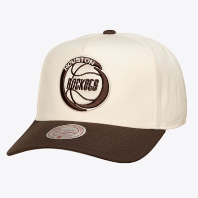 Houston Rockets Mitchell & Ness Brown and Cream Pro Pinch Snapback Hat - Cream