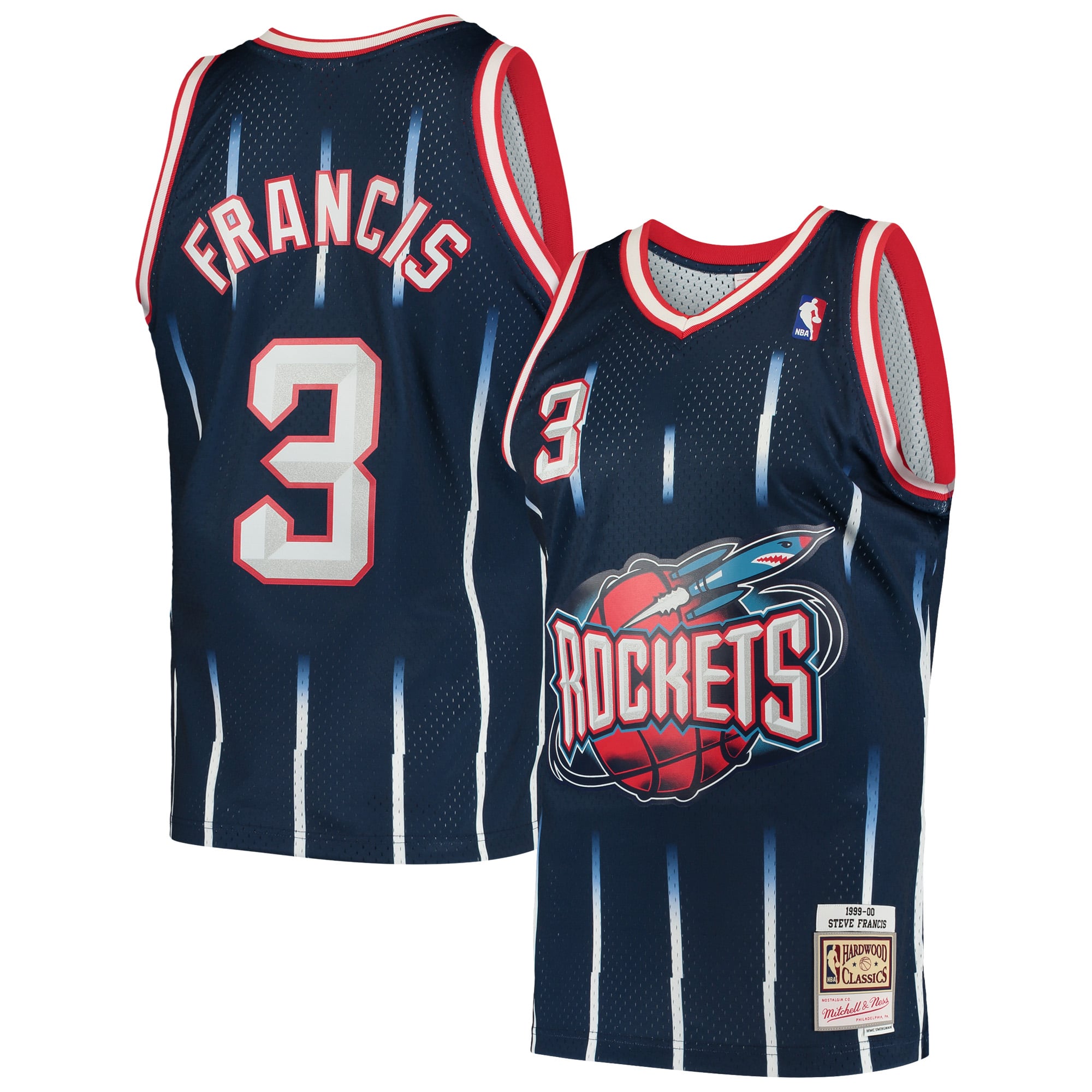 T Lue Rockets Men's Houston Rockets Steve Francis Mitchell & Ness Navy Hardwood ...