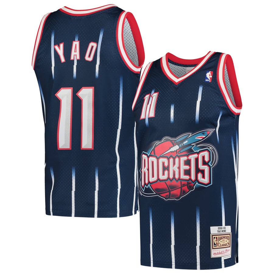 Houston Rockets Jerse Men's Houston Rockets Yao Ming Mitchell & Ness Navy Hardwood Classics ...
