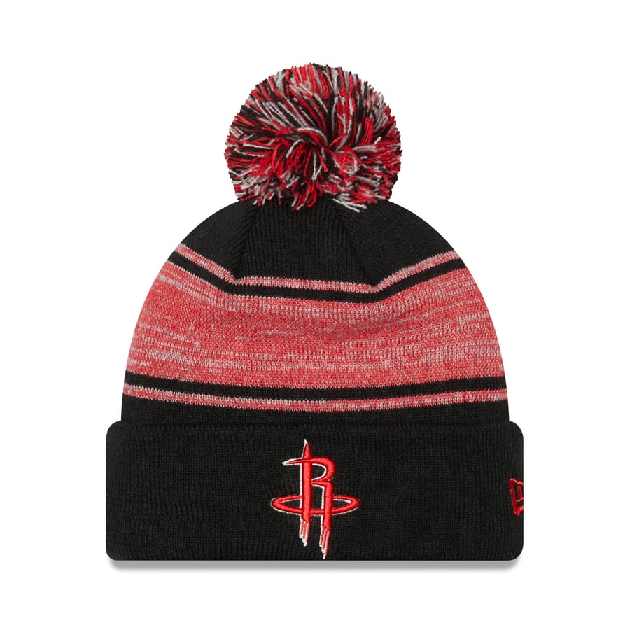 Men's Houston Rockets New Era Black Chilled Cuffed Knit Hat with Pom