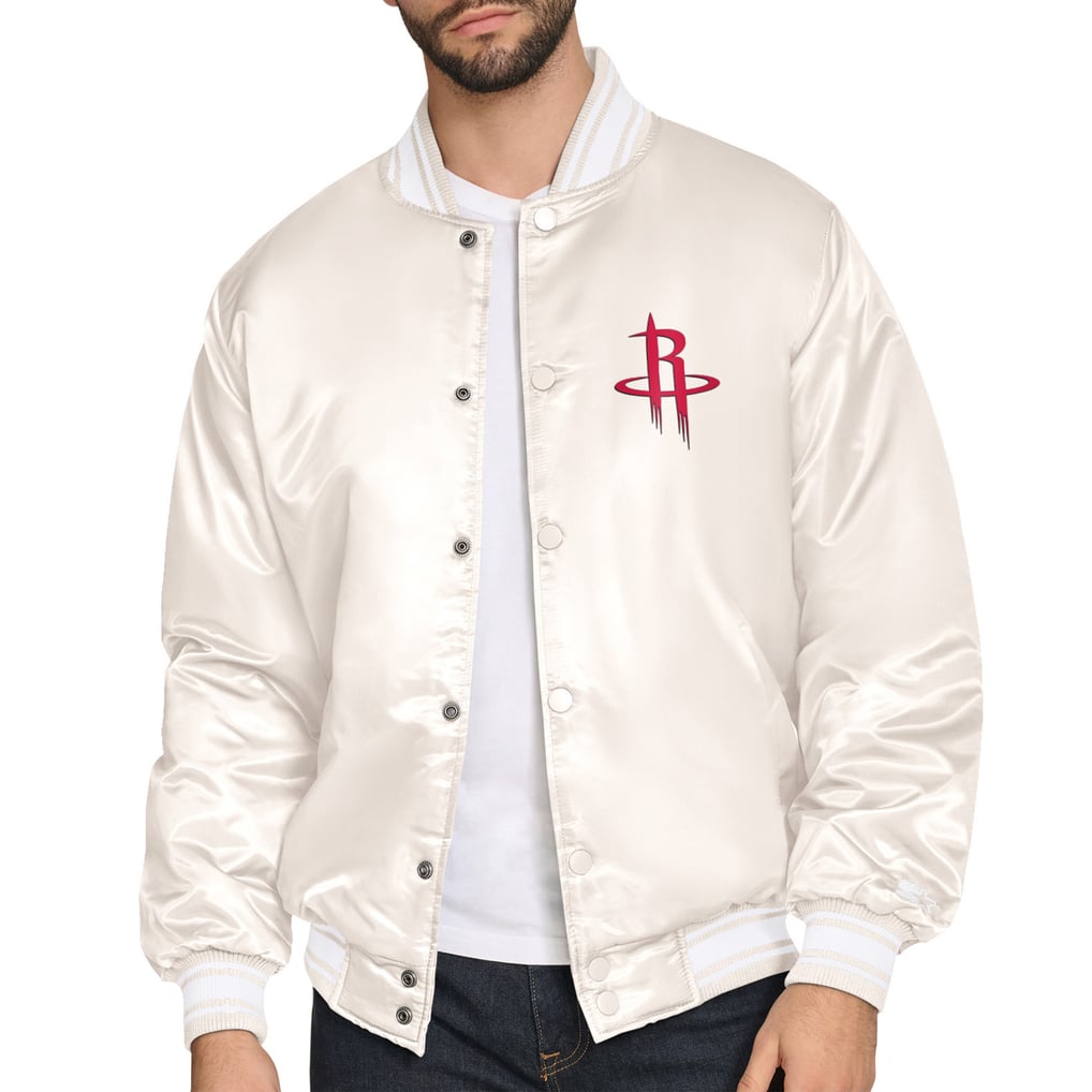 Houston Rockets Starter Double Team Satin Varsity Full-Snap Jacket - Cream