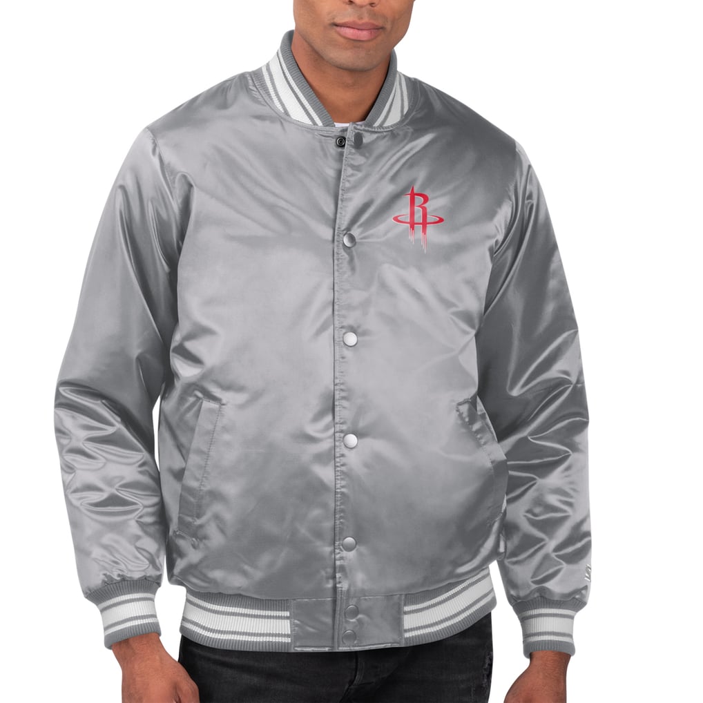  Houston Rockets Starter Printed Team Name Satin Varsity Full-Snap Jacket - Gray