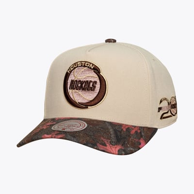  Houston Rockets Mitchell & Ness Unisex Hardwood Classics Fall Pink Pro Snapback Hat - Cream