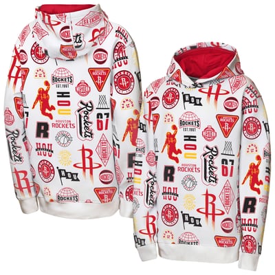Houston Rockets Outerstuff Youth 3-and-D Allover Hoodie - White