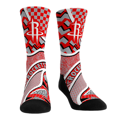  Houston Rockets Rock Em Youth Ball Pattern Crew Socks - Red