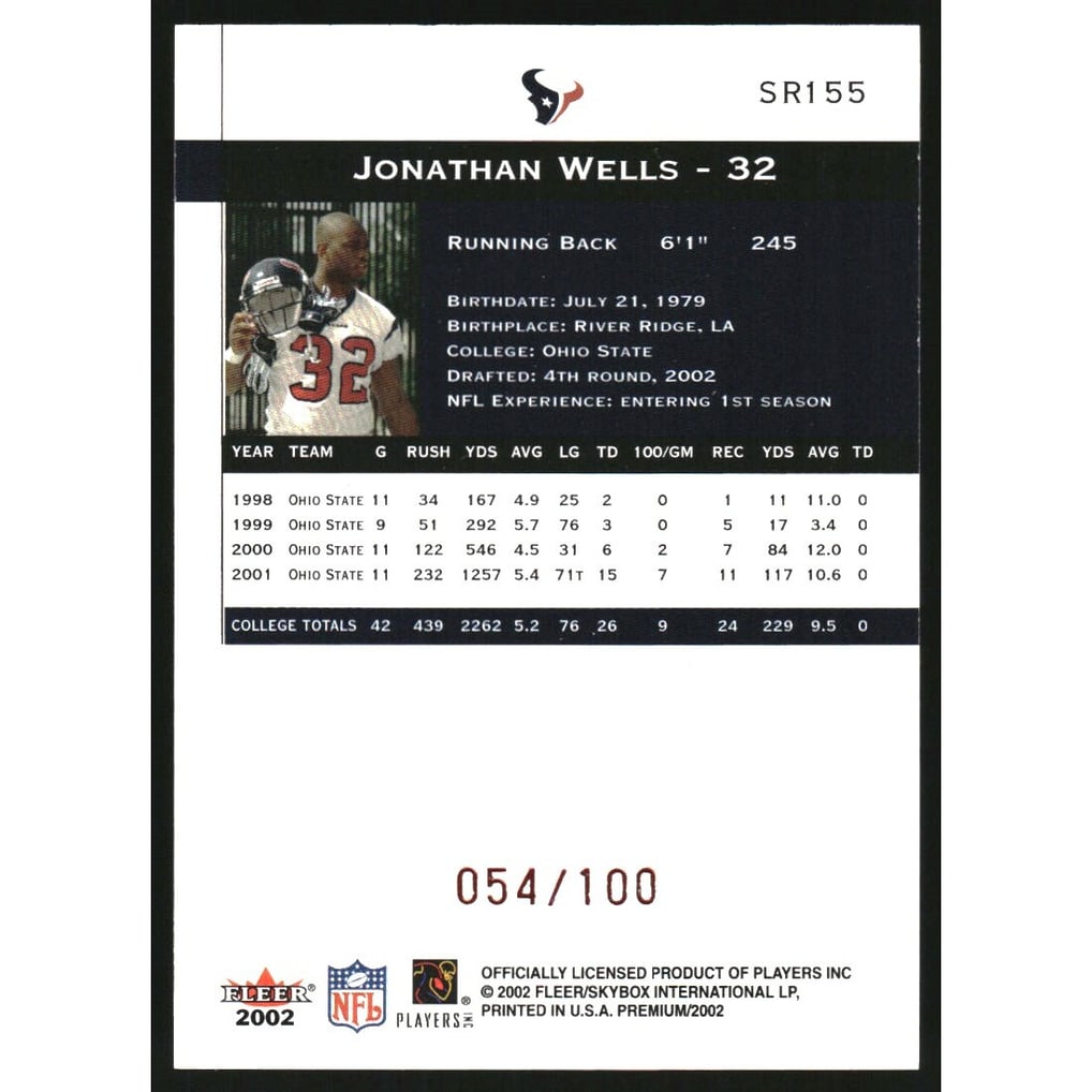 2002 Fleer Premium Star Ruby #155 Jonathan Wells