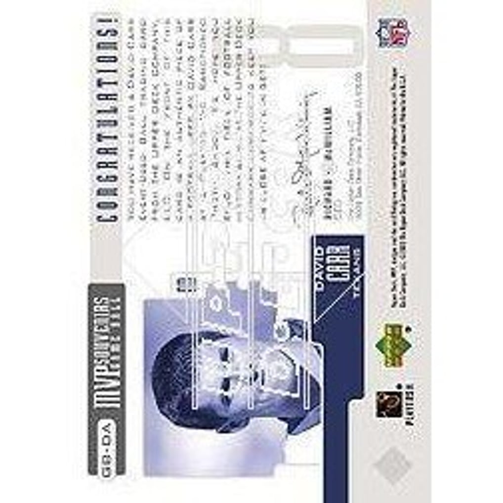 2003 Upper Deck MVP Souvenirs #GBDA David Carr