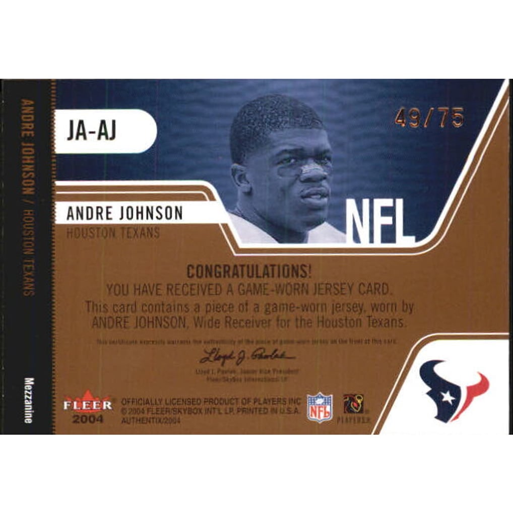 2004 Fleer Authentix Jersey Authentix Mezzanine #JAAJ Andre Johnson