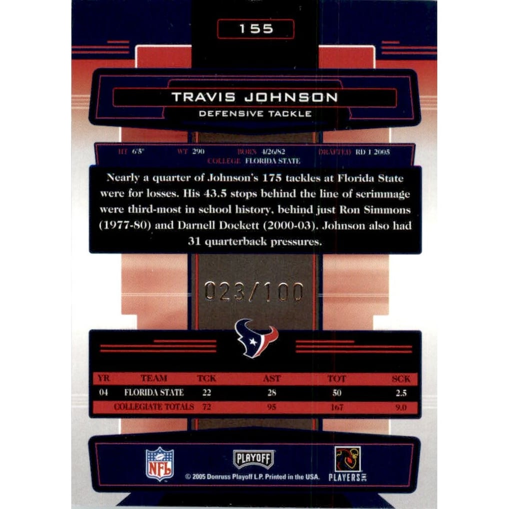 2005 Absolute Memorabilia Spectrum Silver #155 Travis Johnson