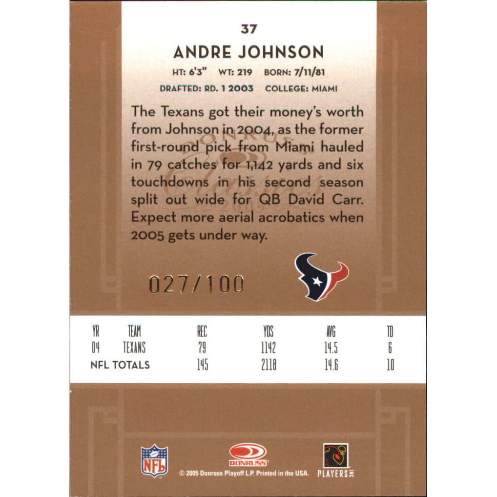 2005 Donruss Classics Timeless Tributes Bronze #37 Andre Johnson
