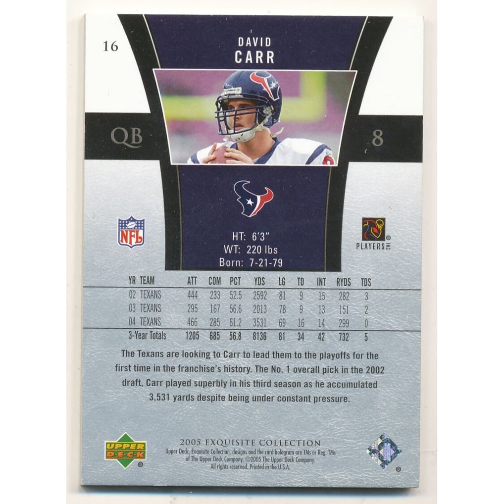 2005 Exquisite Collection #16 David Carr