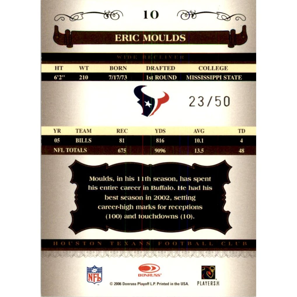 2006 Donruss Classics Timeless Tributes Silver #10 Eric Moulds