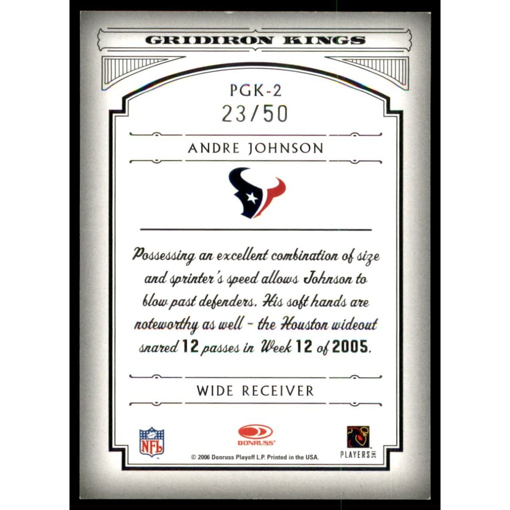 2006 Donruss Threads Pro Gridiron Kings Framed Blue #2 Andre Johnson