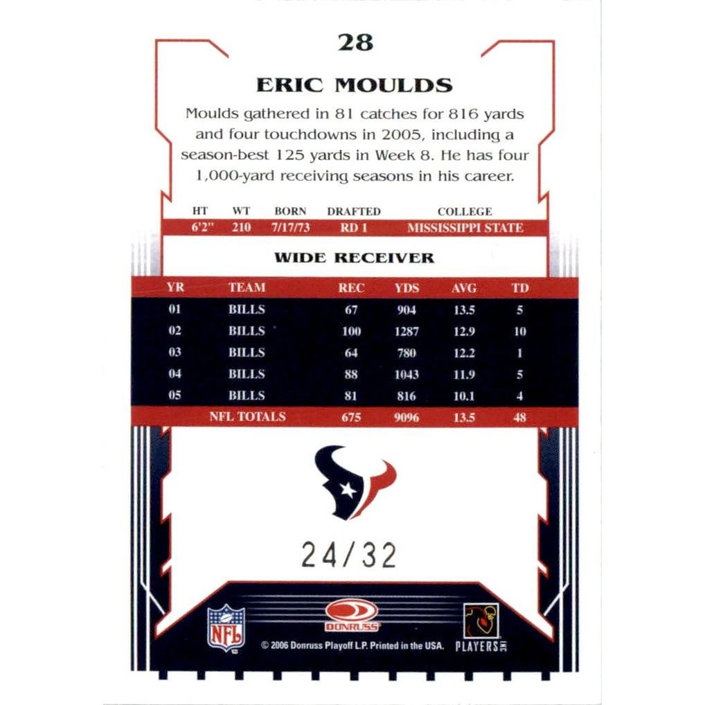2006 Score Artist's Proof #28 Eric Moulds