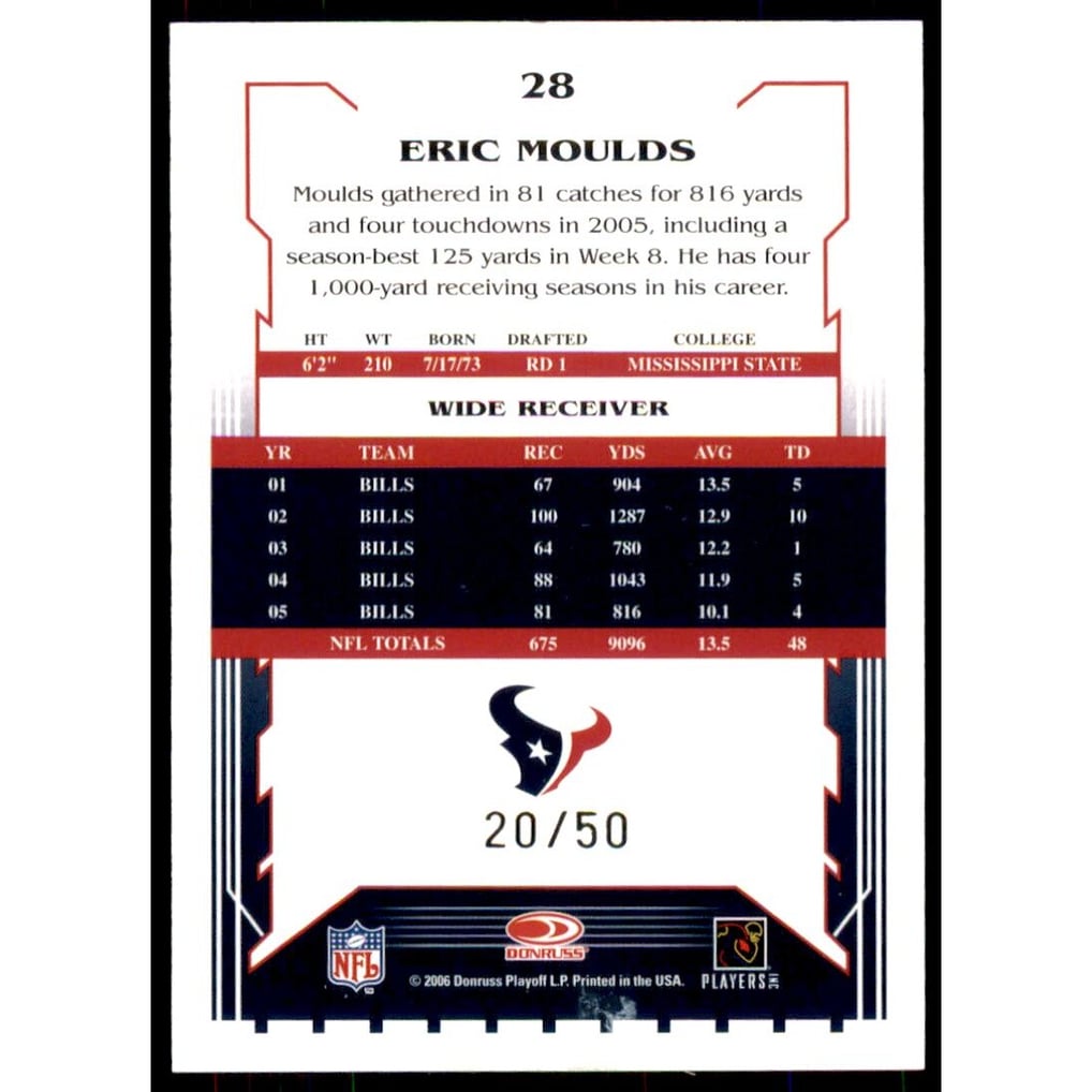 2006 Select Gold #28 Eric Moulds