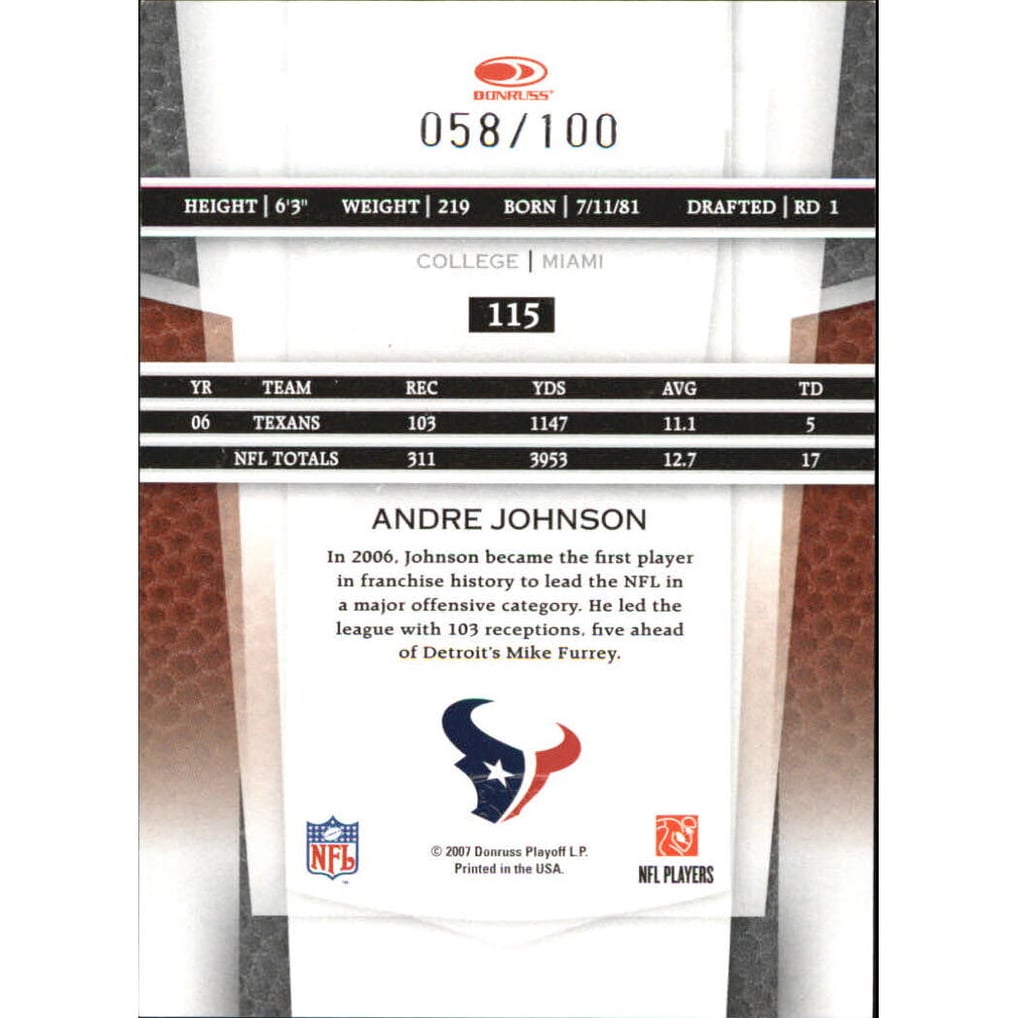 2007 Leaf Certified Materials Mirror Red #115 Andre Johnson