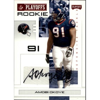 2007 Playoff NFL Playoffs Signatures Red #138 Amobi Okoye/100
