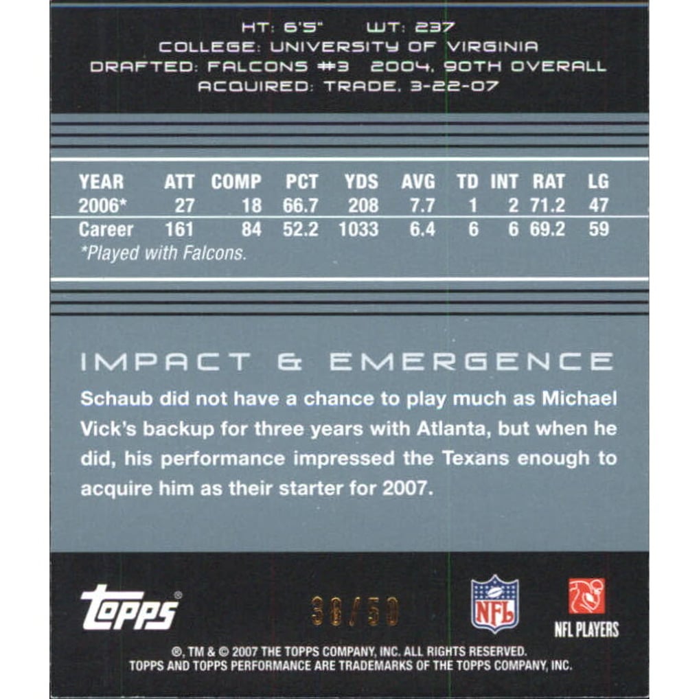 2007 Topps Performance Silver #29 Matt Schaub