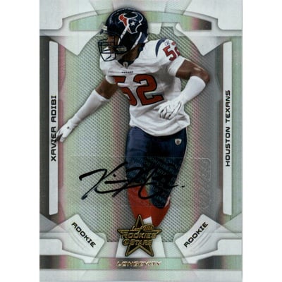 2008 Leaf Rookies and Stars Rookie Autographs Holofoil #185 Xavier Adibi/250