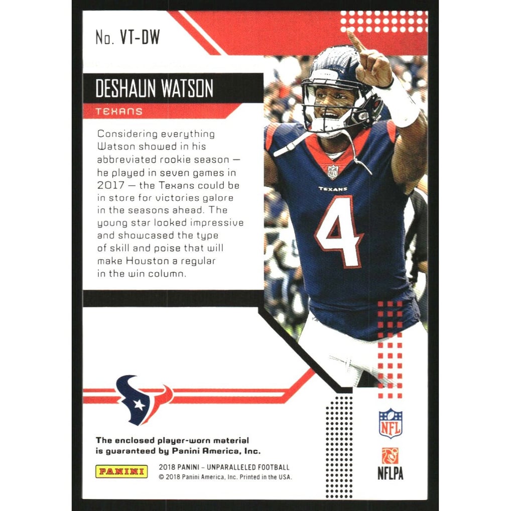 2018 Panini Unparalleled Victorious Memorabilia #5 Deshaun Watson