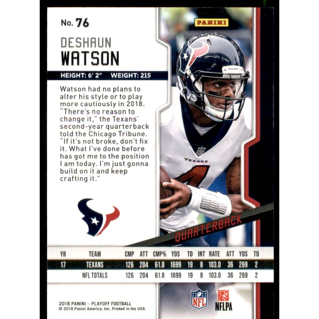 2018 Playoff 1st Down #76 Deshaun Watson