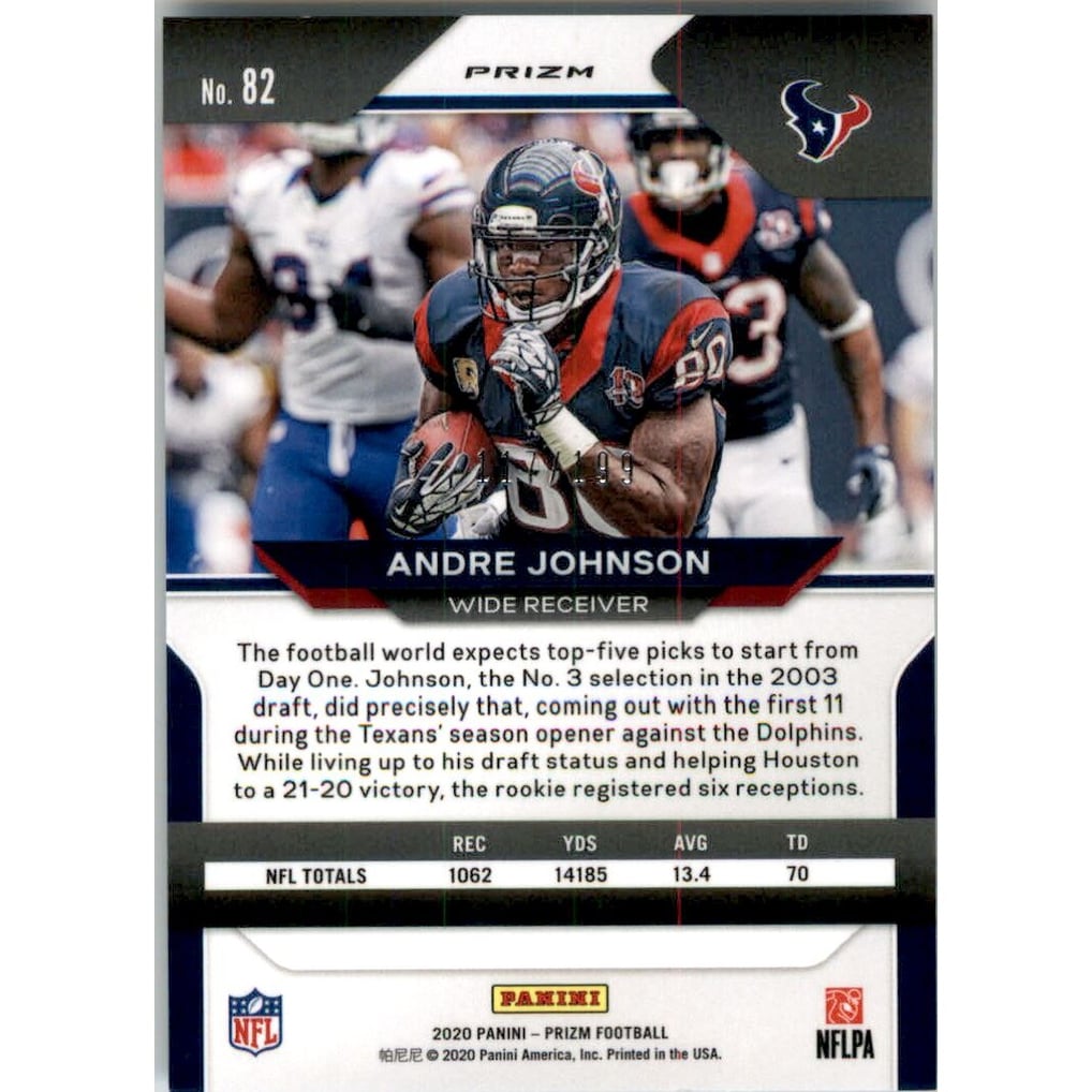 2020 Panini Prizm Prizms Blue Wave #82 Andre Johnson