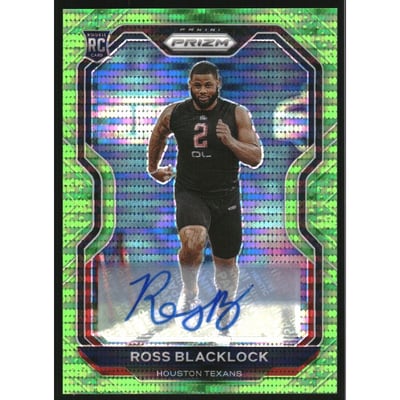 2020 Panini Prizm Rookie Autographs Prizms Neon Green Pulsar #394 Ross Blacklock