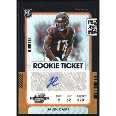 2021 Panini Contenders Optic Orange #203 Jalen Camp AU