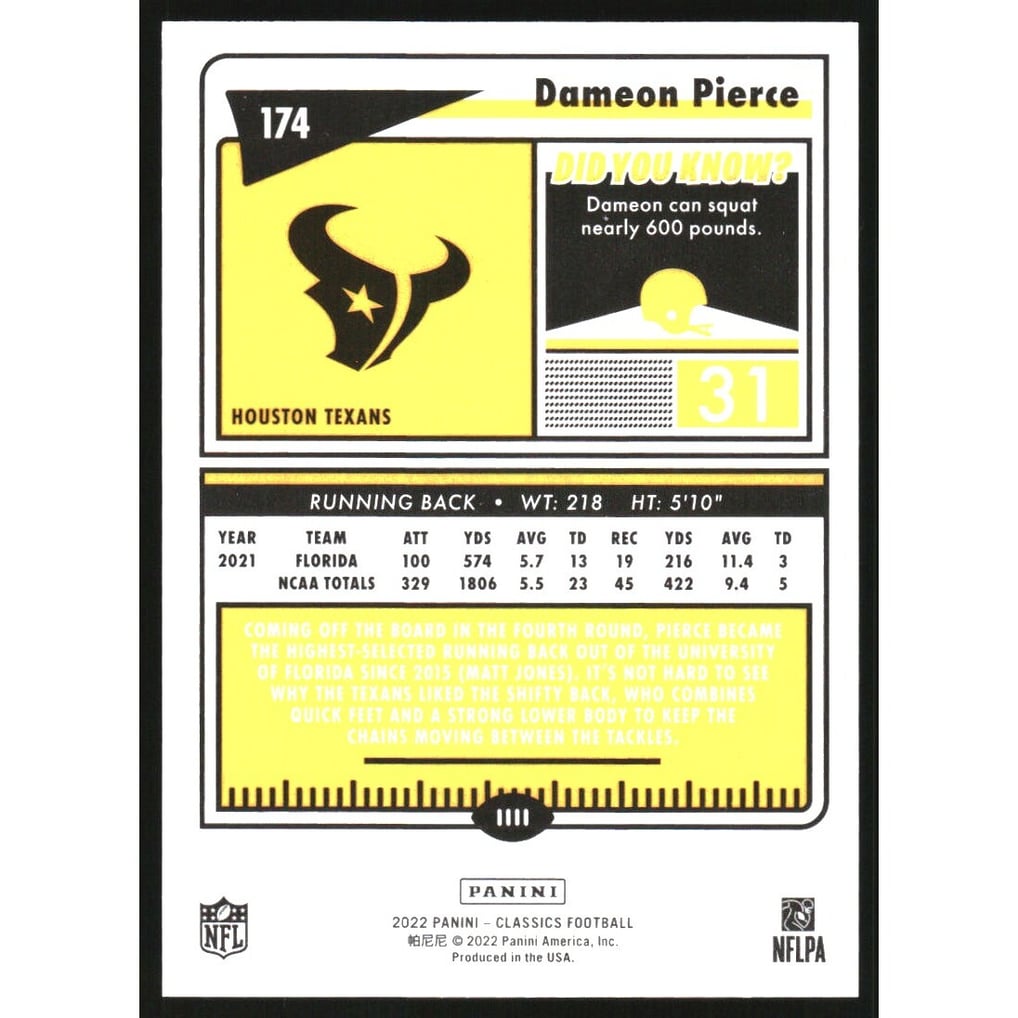 2022 Classics Timeless Tributes Light Blue #174 Dameon Pierce