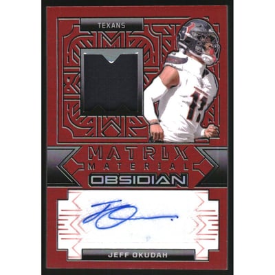 2024 Panini Obsidian Matrix Material Autographs Red #14 Jeff Okudah