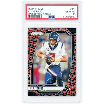 C.J. Stroud Houston Texans 2024 Panini Prizm Snakeskin Prizm Case Hit #111 PSA Authenticated 10 Card