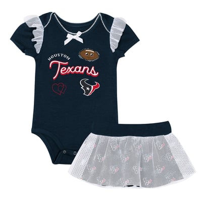Houston Texans Outerstuff Girls Newborn Melted Hearts Printed Bodysuit and Skirt Set - Navy
