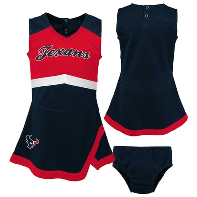 Houston Texans Girls Toddler Outerstuff Cheer Captain V-Neck Dress with Bloomers Set - Navy