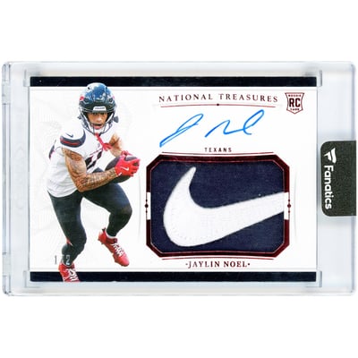 Jaylin Noel Houston Texans Autographed 2025 Panini National Treasures Nike Swoosh Relic #CRPA-JNL #1/2 Rookie Card