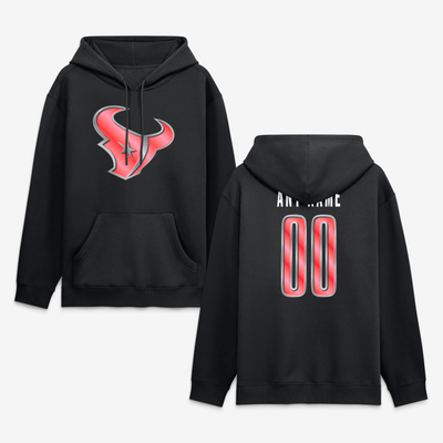 Houston Texans Big & Tall Metallic Mascot Personalized Name & Number Hoodie - Black