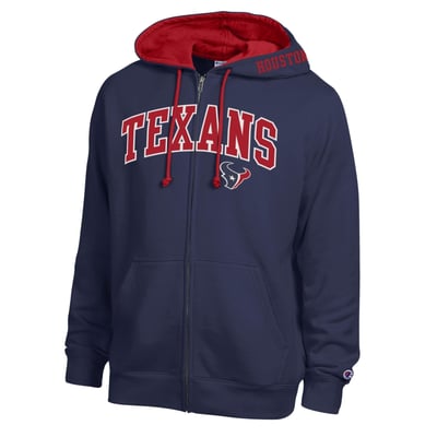  Houston Texans Champion Full-Zip Hoodie -  Navy/Red