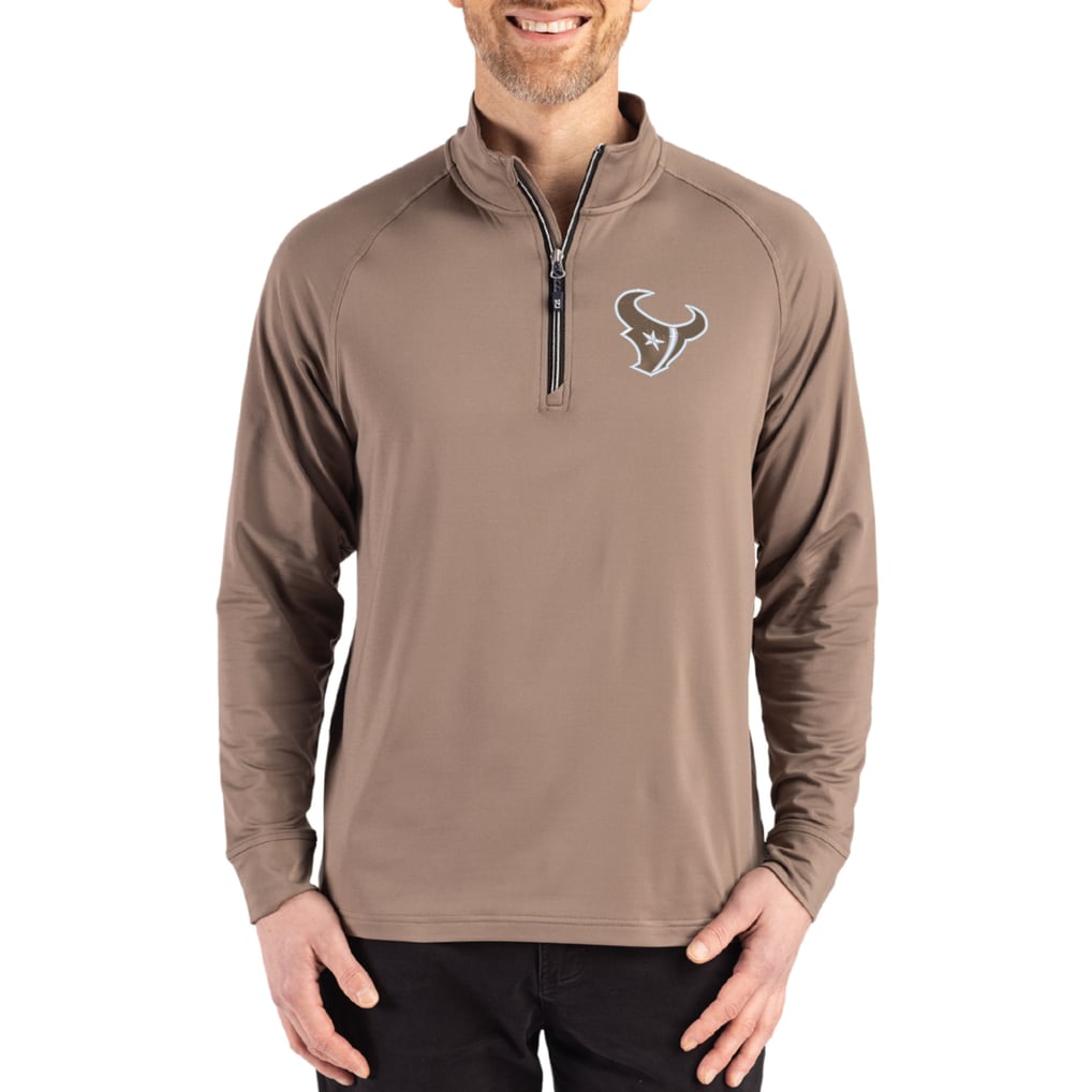 Houston Texans Cutter & Buck Adapt Eco Knit Stretch Recycled Quarter-Zip Pullover - Brown