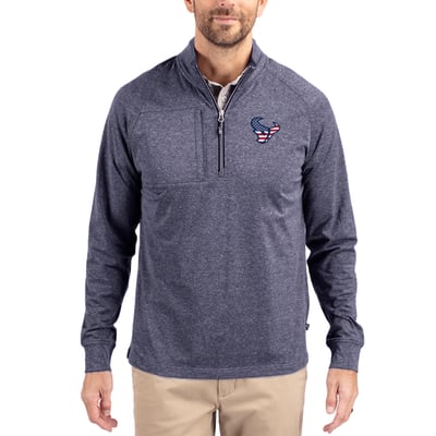 Houston Texans Cutter & Buck  Adapt Eco Knit Quarter-Zip Pullover Top - Heather Navy