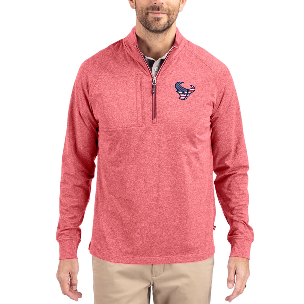Houston Texans Cutter & Buck  Adapt Eco Knit Quarter-Zip Pullover Top - Heather Red