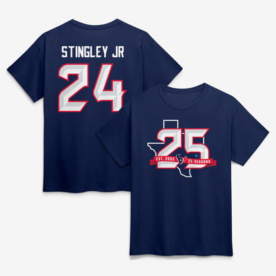 Derek Stingley Jr. Houston Texans 25th Season Player Name & Number T-Shirt - Navy