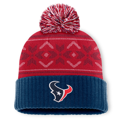 Houston Texans Fanatics Snowday Cuffed Knit Hat with Pom - Navy/Red