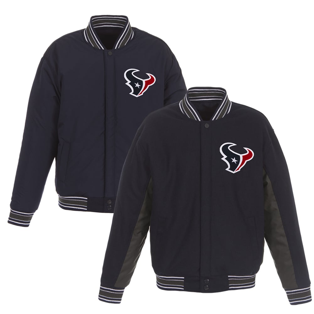 Men's JH Design Navy Houston Texans Wool Reversible Full-Snap Jacket