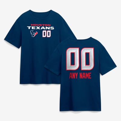 Houston Texans  Touchdown Wordmark Personalized Name & Number T-Shirt - Navy