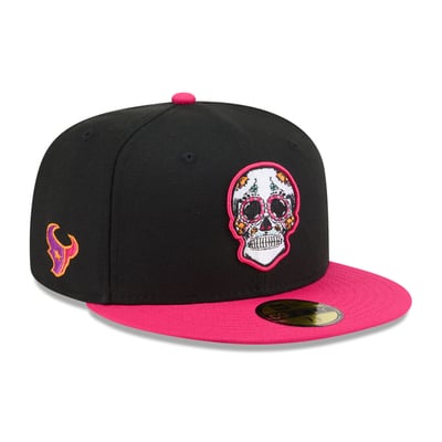 Houston Texans New Era Day Of The Dead 59FIFTY Fitted Hat - Black/Pink
