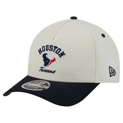 Houston Texans New Era Arch 9FORTY A-Frame M-Crown Adjustable Hat - Cream/Navy
